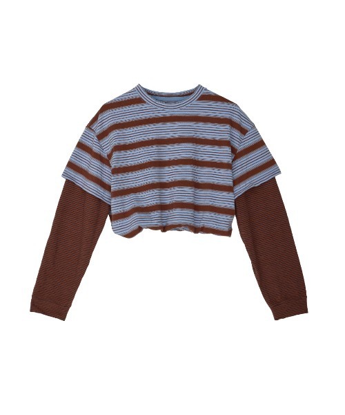 ELCHELE（エルチェレ）の「LAYERED BORDER LS TEE（Tシャツ/カットソー・レディース・ネイビー/ブラウン・FREE）」の16枚目の写真