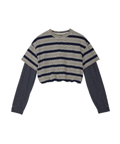 ELCHELE（エルチェレ）の「LAYERED BORDER LS TEE（Tシャツ/カットソー・レディース・ネイビー/ブラウン・FREE）」の18枚目の写真