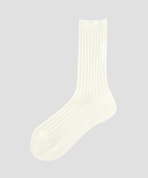 MARGARET HOWELL(マーガレットハウエル)の「SILK COTTON RIB SOCKS(ソックス/靴下・レディース・ホワイト系その他2/ブラック/ワイン系1・FREE)」の2枚目の写真