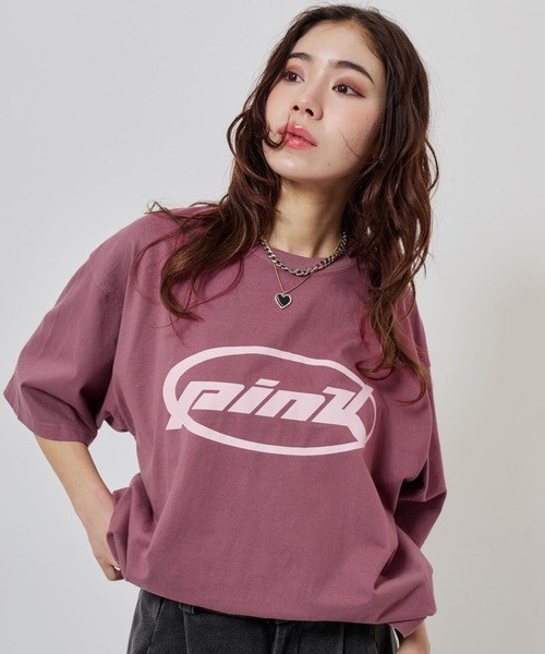 atmos pink(アトモスピンク)の「atmos pink Oval Logo T-shirt / アトモス ピンク オーバル ロゴ T-シャツ(Tシャツ/カットソー・レディース・ホワイト/ピンク/ブラック・FREE)」の3枚目の写真