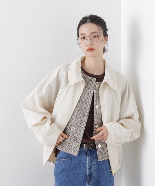 NANO universe（ナノユニバース）の「撥水＆花粉ガード コクーンシルエットジップブルゾン（ブルゾン・レディース・アイボリー/ブラック/ベージュ・FREE）」の3枚目の写真