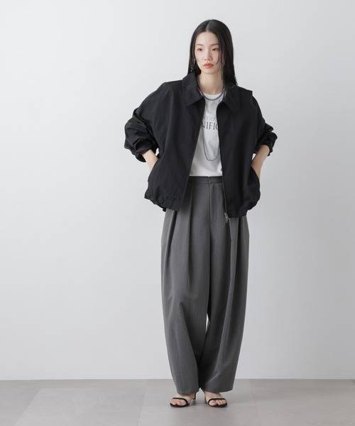 NANO universe（ナノユニバース）の「撥水＆花粉ガード コクーンシルエットジップブルゾン（ブルゾン・レディース・アイボリー/ブラック/ベージュ・FREE）」の20枚目の写真