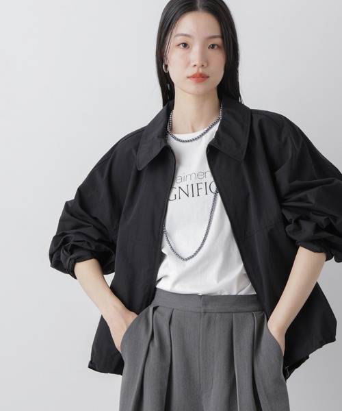 NANO universe（ナノユニバース）の「撥水＆花粉ガード コクーンシルエットジップブルゾン（ブルゾン・レディース・アイボリー/ブラック/ベージュ・FREE）」の17枚目の写真