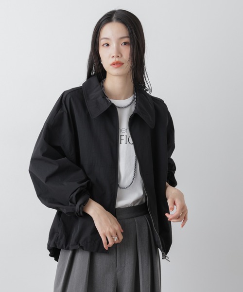 NANO universe（ナノユニバース）の「撥水＆花粉ガード コクーンシルエットジップブルゾン（ブルゾン・レディース・アイボリー/ブラック/ベージュ・FREE）」の19枚目の写真