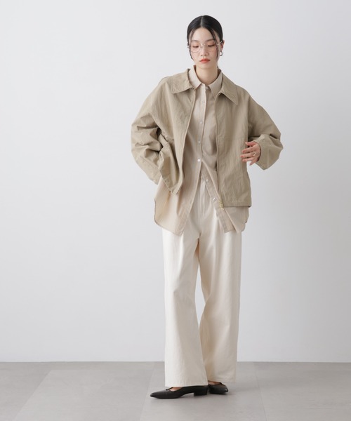 NANO universe（ナノユニバース）の「撥水＆花粉ガード コクーンシルエットジップブルゾン（ブルゾン・レディース・アイボリー/ブラック/ベージュ・FREE）」の6枚目の写真