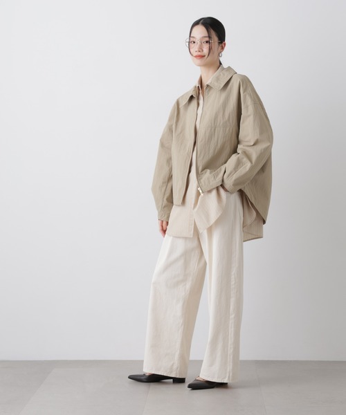 NANO universe（ナノユニバース）の「撥水＆花粉ガード コクーンシルエットジップブルゾン（ブルゾン・レディース・アイボリー/ブラック/ベージュ・FREE）」の9枚目の写真