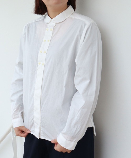 CHILD WOMAN（チャイルドウーマン）の「FINX100/2ブロード W釦シャツ（シャツ/ブラウス・レディース・ホワイト/サックスブルー・FREE）」の2枚目の写真