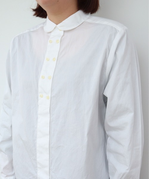 CHILD WOMAN（チャイルドウーマン）の「FINX100/2ブロード W釦シャツ（シャツ/ブラウス・レディース・ホワイト/サックスブルー・FREE）」の13枚目の写真