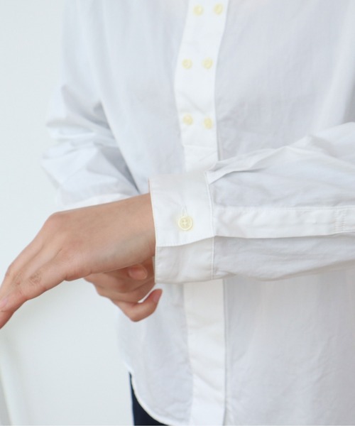 CHILD WOMAN（チャイルドウーマン）の「FINX100/2ブロード W釦シャツ（シャツ/ブラウス・レディース・ホワイト/サックスブルー・FREE）」の15枚目の写真