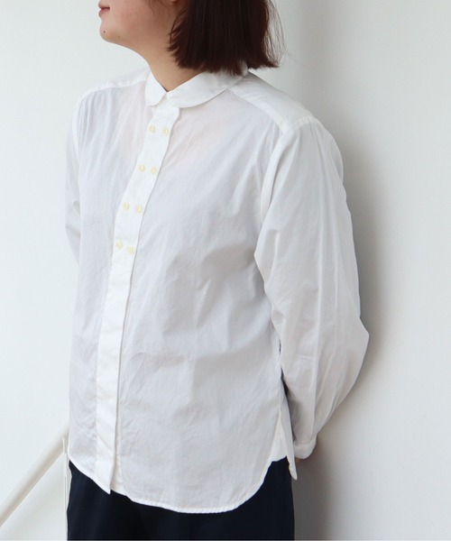 CHILD WOMAN（チャイルドウーマン）の「FINX100/2ブロード W釦シャツ（シャツ/ブラウス・レディース・ホワイト/サックスブルー・FREE）」の11枚目の写真