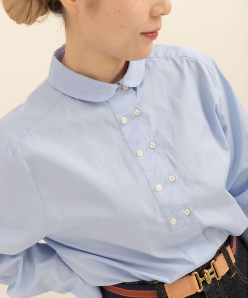 CHILD WOMAN（チャイルドウーマン）の「FINX100/2ブロード W釦シャツ（シャツ/ブラウス・レディース・ホワイト/サックスブルー・FREE）」の3枚目の写真