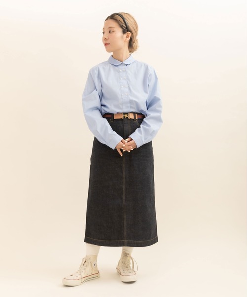 CHILD WOMAN（チャイルドウーマン）の「FINX100/2ブロード W釦シャツ（シャツ/ブラウス・レディース・ホワイト/サックスブルー・FREE）」の8枚目の写真