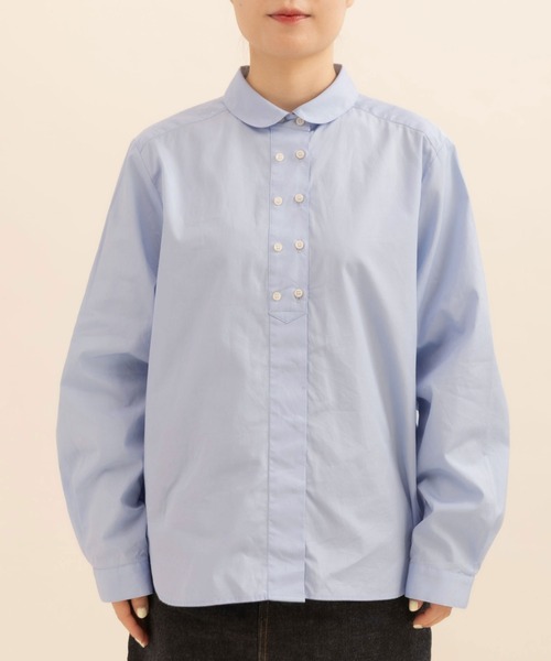 CHILD WOMAN（チャイルドウーマン）の「FINX100/2ブロード W釦シャツ（シャツ/ブラウス・レディース・ホワイト/サックスブルー・FREE）」の18枚目の写真
