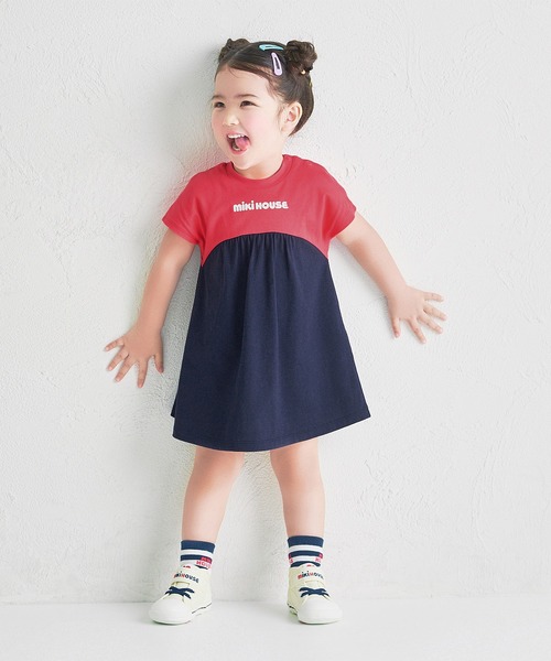 MIKI HOUSE（ミキハウス）の「【WEB限定】バイカラーバックロゴ半袖ワンピース（ワンピース・キッズ・レッド系その他/グリーン・100cm/90cm/80ｃｍ）」の19枚目の写真