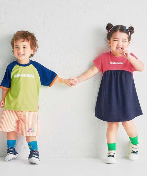 MIKI HOUSE（ミキハウス）の「【WEB限定】バイカラーバックロゴ半袖ワンピース（ワンピース・キッズ・レッド系その他/グリーン・100cm/90cm/80ｃｍ）」の21枚目の写真