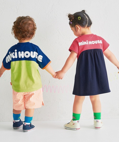 MIKI HOUSE（ミキハウス）の「【WEB限定】バイカラーバックロゴ半袖ワンピース（ワンピース・キッズ・レッド系その他/グリーン・100cm/90cm/80ｃｍ）」の22枚目の写真