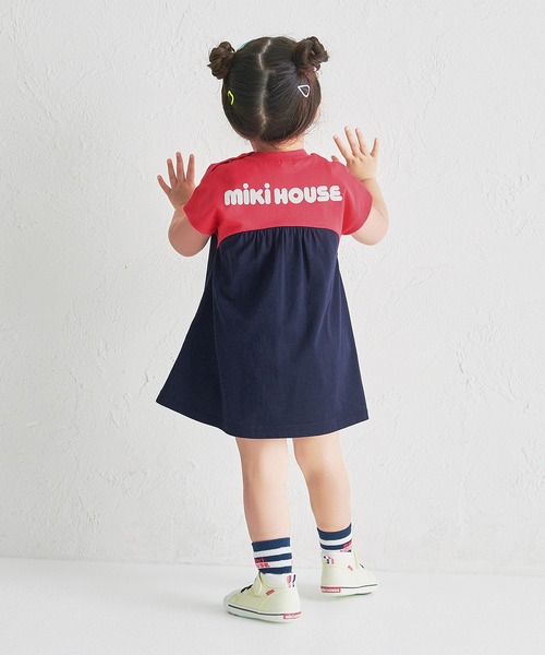 MIKI HOUSE（ミキハウス）の「【WEB限定】バイカラーバックロゴ半袖ワンピース（ワンピース・キッズ・レッド系その他/グリーン・100cm/90cm/80ｃｍ）」の20枚目の写真