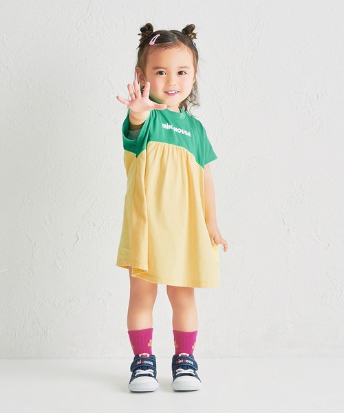 MIKI HOUSE（ミキハウス）の「【WEB限定】バイカラーバックロゴ半袖ワンピース（ワンピース・キッズ・レッド系その他/グリーン・100cm/90cm/80ｃｍ）」の5枚目の写真