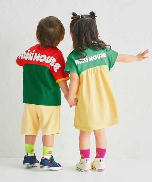 MIKI HOUSE（ミキハウス）の「【WEB限定】バイカラーバックロゴ半袖ワンピース（ワンピース・キッズ・レッド系その他/グリーン・100cm/90cm/80ｃｍ）」の8枚目の写真