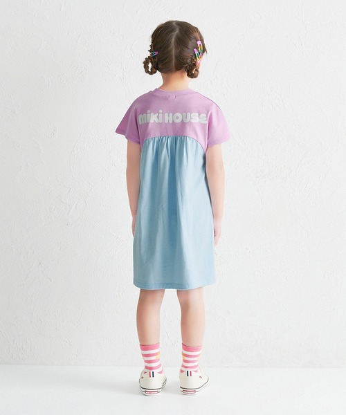 MIKI HOUSE（ミキハウス）の「【WEB限定】バイカラーバックロゴ半袖ワンピース（ワンピース・キッズ・レッド系その他/グリーン・100cm/90cm/80ｃｍ）」の13枚目の写真