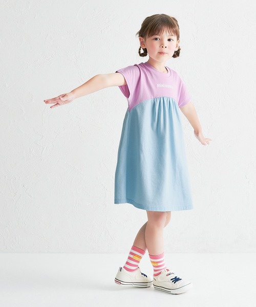 MIKI HOUSE（ミキハウス）の「【WEB限定】バイカラーバックロゴ半袖ワンピース（ワンピース・キッズ・レッド系その他/グリーン・100cm/90cm/80ｃｍ）」の14枚目の写真