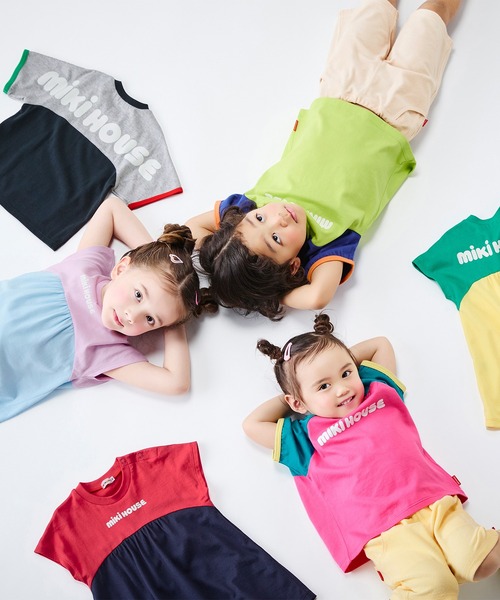 MIKI HOUSE（ミキハウス）の「【WEB限定】バイカラーバックロゴ半袖ワンピース（ワンピース・キッズ・レッド系その他/グリーン・100cm/90cm/80ｃｍ）」の3枚目の写真