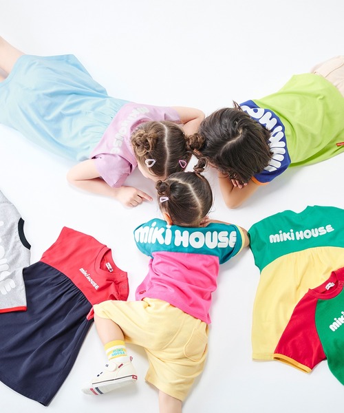 MIKI HOUSE（ミキハウス）の「【WEB限定】バイカラーバックロゴ半袖ワンピース（ワンピース・キッズ・レッド系その他/グリーン・100cm/90cm/80ｃｍ）」の4枚目の写真