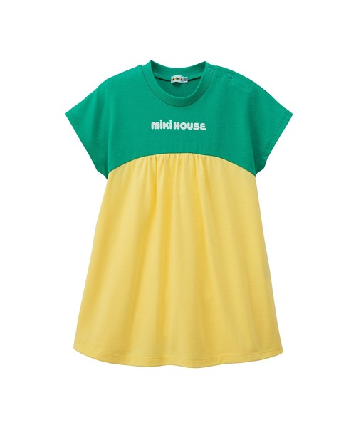MIKI HOUSE（ミキハウス）の「【WEB限定】バイカラーバックロゴ半袖ワンピース（ワンピース・キッズ・レッド系その他/グリーン・100cm/90cm/80ｃｍ）」の9枚目の写真