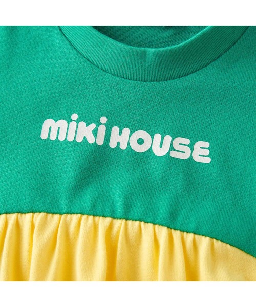 MIKI HOUSE（ミキハウス）の「【WEB限定】バイカラーバックロゴ半袖ワンピース（ワンピース・キッズ・レッド系その他/グリーン・100cm/90cm/80ｃｍ）」の11枚目の写真