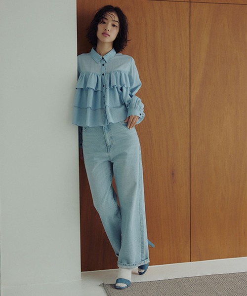 studio CLIP（スタディオクリップ）の「【daily CLIP】ルーズストレートデニム（デニムパンツ・レディース・ブルー/ライトブルー・MEDIUM/LARGE）」の21枚目の写真