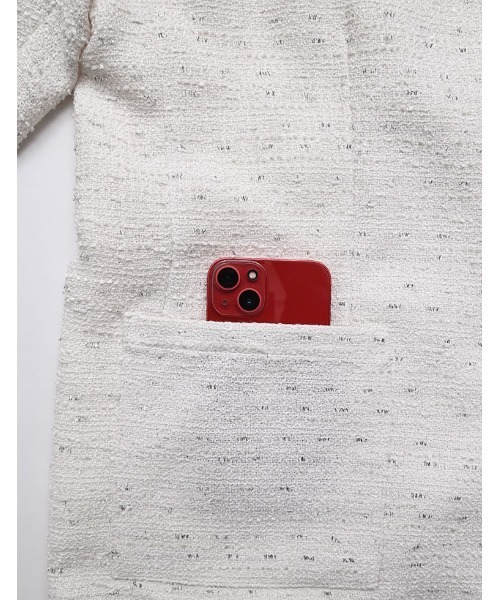 MEISM（ミズム）の「[2026S/S COLLECTION][MEISM by Re:EDIT]ラメツイードVネックノーカラーオーバージャケット（ノーカラージャケット・レディース・ホワイト/ブラック・LARGE/MEDIUM）」の16枚目の写真