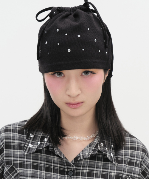 セール】Hotfix Drawstring Beanie [Black]（ニットキャップ/ビーニー
