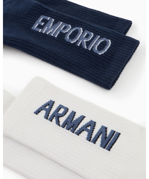 EMPORIO ARMANI(エンポリオアルマーニ)の「<オンライン限定>【エンポリオ アルマーニ】ソックス2足セット テリー オーバーサイズロゴ(ソックス/靴下・メンズ・ブラック/ネイビー系・FREE)」の6枚目の写真