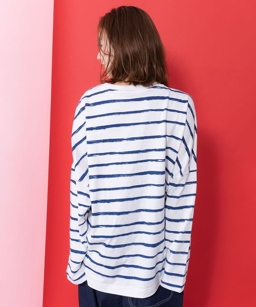 ScoLar Parity（スカラーパリティ）の「361113：画家ネコボーダーTシャツ（Tシャツ/カットソー・レディース・ブルー/オフホワイト/ブラック・M）」の8枚目の写真