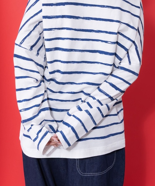 ScoLar Parity（スカラーパリティ）の「361113：画家ネコボーダーTシャツ（Tシャツ/カットソー・レディース・ブルー/オフホワイト/ブラック・M）」の10枚目の写真