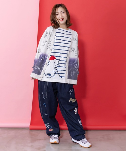 ScoLar Parity（スカラーパリティ）の「361113：画家ネコボーダーTシャツ（Tシャツ/カットソー・レディース・ブルー/オフホワイト/ブラック・M）」の11枚目の写真