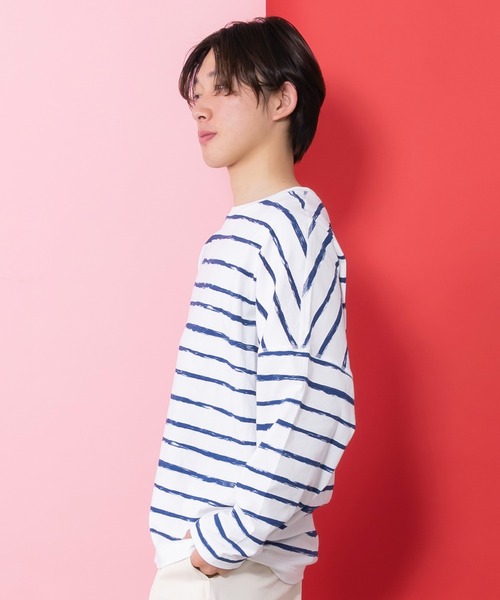 ScoLar Parity（スカラーパリティ）の「361113：画家ネコボーダーTシャツ（Tシャツ/カットソー・レディース・ブルー/オフホワイト/ブラック・M）」の14枚目の写真