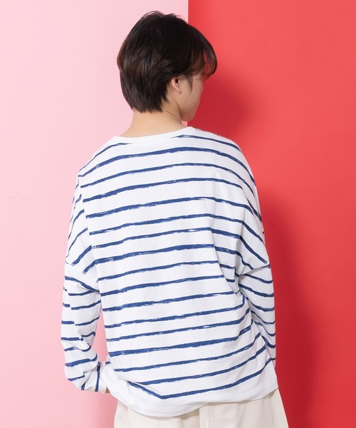 ScoLar Parity（スカラーパリティ）の「361113：画家ネコボーダーTシャツ（Tシャツ/カットソー・レディース・ブルー/オフホワイト/ブラック・M）」の15枚目の写真