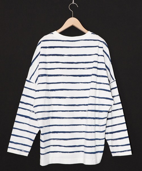 ScoLar Parity（スカラーパリティ）の「361113：画家ネコボーダーTシャツ（Tシャツ/カットソー・レディース・ブルー/オフホワイト/ブラック・M）」の18枚目の写真