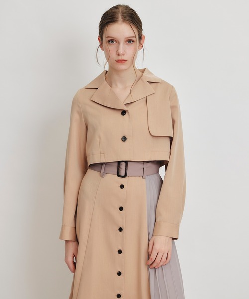 REDYAZEL（レディアゼル）の「トレンチディティールショートシャツジャケット×バイカラープリーツフレアロングワンピースセットアップ（セットアップ・レディース・グリーン/ブルー/ブラウン系その他・FREE）」の21枚目の写真