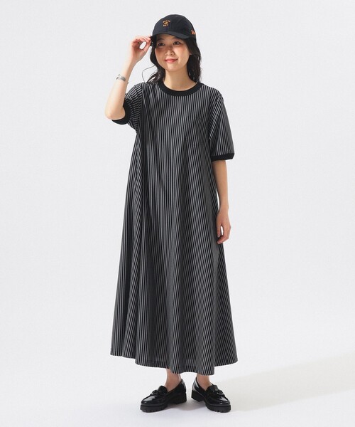 BEAMS BOY（ビームスボーイ）の「カット ツイル マキシ ワンピース（ワンピース・レディース・ブラック/サックスブルー/オリーブ・1/2）」の2枚目の写真