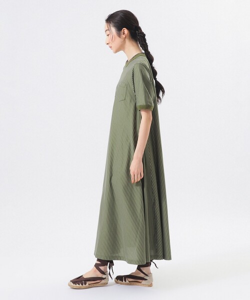 BEAMS BOY（ビームスボーイ）の「カット ツイル マキシ ワンピース（ワンピース・レディース・ブラック/サックスブルー/オリーブ・1/2）」の6枚目の写真