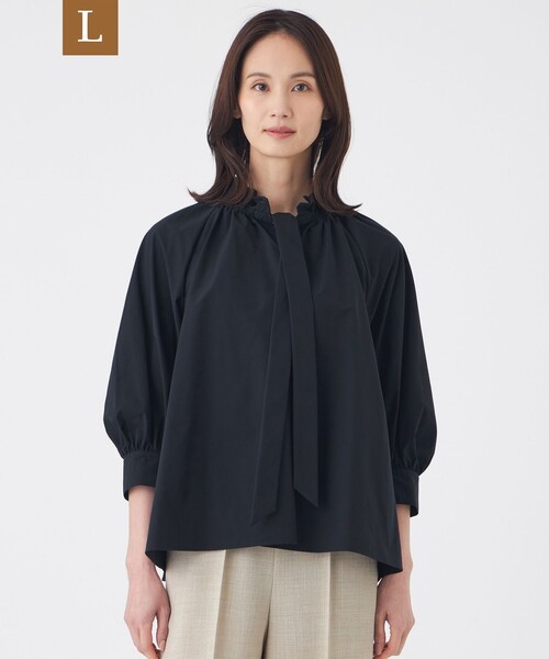 TRANS WORK(トランスワーク)の「【L】【はっ水・ウォッシャブル】フリーモーションタフタブラウス(シャツ/ブラウス・レディース・ブルー/ネイビー/オフホワイト・46/44)」の1枚目の写真