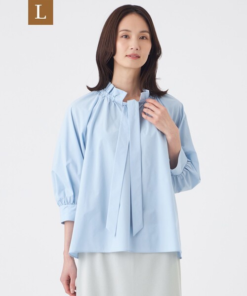 TRANS WORK(トランスワーク)の「【L】【はっ水・ウォッシャブル】フリーモーションタフタブラウス(シャツ/ブラウス・レディース・ブルー/ネイビー/オフホワイト・46/44)」の3枚目の写真