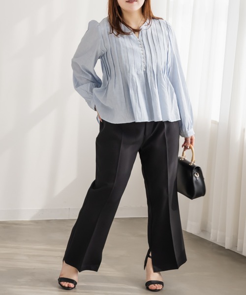 CLETTE(クレット)の「CLETTEオリジナルセンタープレスフレアパンツ(その他パンツ・レディース・ブラック/ブラウン/ネイビー・4L/3L/LL)」の5枚目の写真