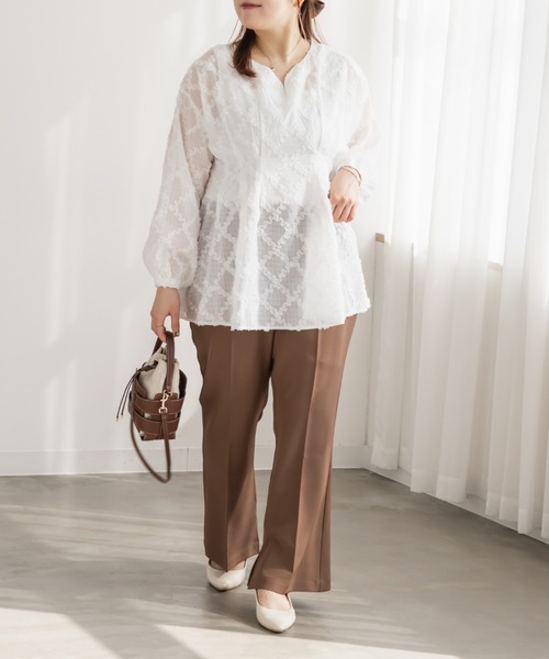 CLETTE(クレット)の「CLETTEオリジナルセンタープレスフレアパンツ(その他パンツ・レディース・ブラック/ブラウン/ネイビー・4L/3L/LL)」の8枚目の写真