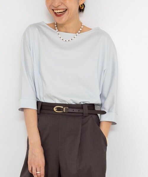 NOLLEY’S(ノーリーズ)の「ウォッシャブルドルマンTシャツ(Tシャツ/カットソー・レディース・サックスブルー/ブラック/オフホワイト/ホワイト系その他4/イエロー・38)」の5枚目の写真