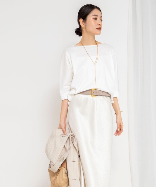 NOLLEY’S(ノーリーズ)の「ウォッシャブルドルマンTシャツ(Tシャツ/カットソー・レディース・サックスブルー/ブラック/オフホワイト/ホワイト系その他4/イエロー・38)」の11枚目の写真