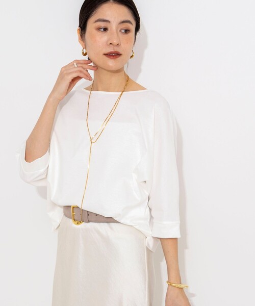 NOLLEY’S(ノーリーズ)の「ウォッシャブルドルマンTシャツ(Tシャツ/カットソー・レディース・サックスブルー/ブラック/オフホワイト/ホワイト系その他4/イエロー・38)」の12枚目の写真