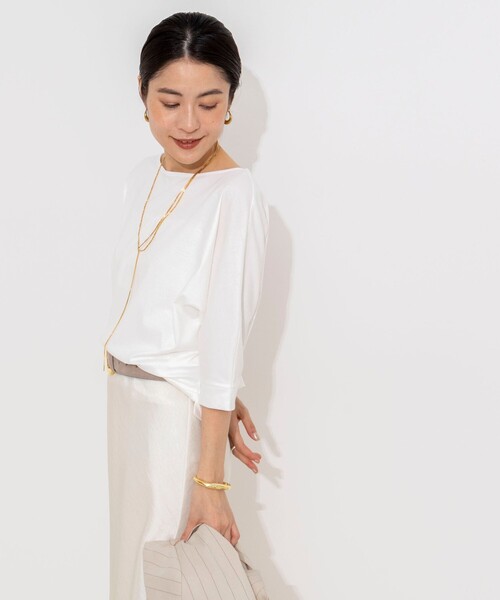 NOLLEY’S(ノーリーズ)の「ウォッシャブルドルマンTシャツ(Tシャツ/カットソー・レディース・サックスブルー/ブラック/オフホワイト/ホワイト系その他4/イエロー・38)」の13枚目の写真